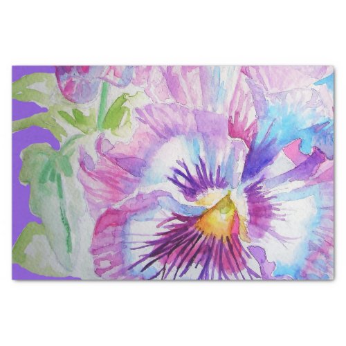Pansy Purple Watercolor Pretty Floral Flower Tissue Paper