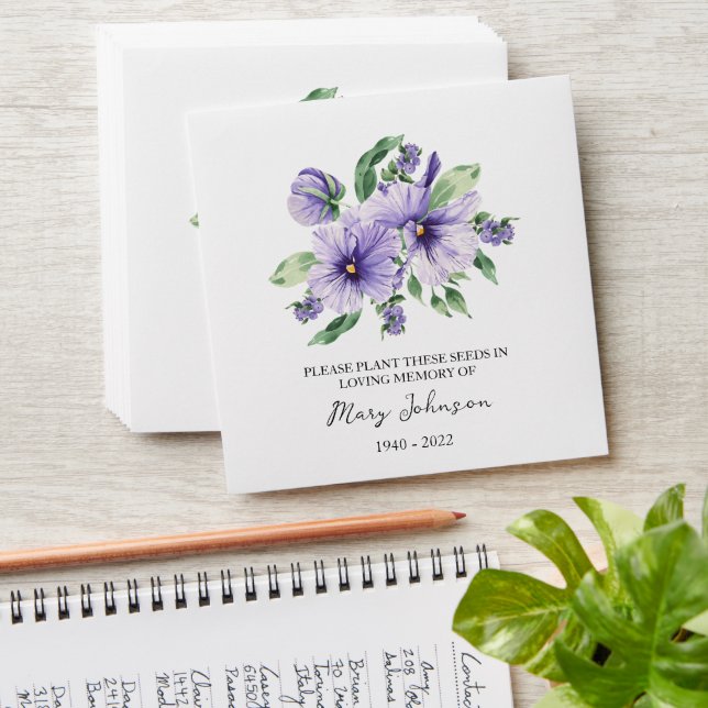 Pansy Seed Packet Memorial Funeral Envelope (Stacked)