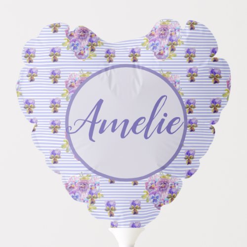 Pansy Shabby Viola Purple Vintage Floral Flower Balloon