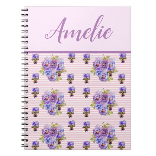 Pansy Shabby Viola Purple Vintage Floral Flower Notebook