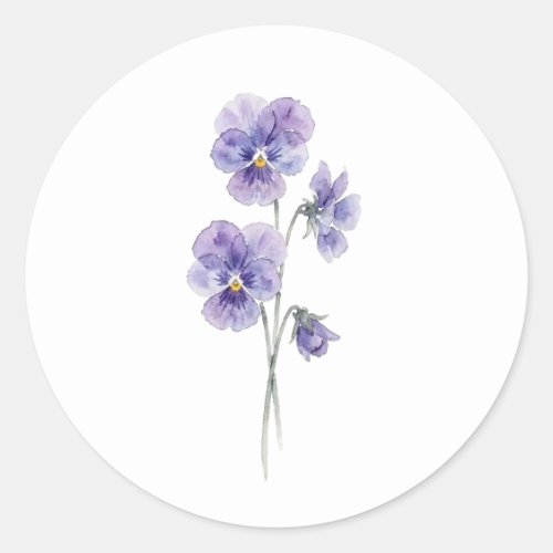 Pansy Silhouette Study Wedding Sticker