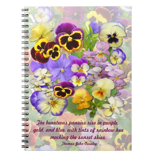 Pansy Spray # 2 ~ Note Book with Quote (Front)
