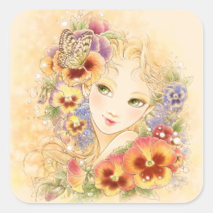 Pansy Square Sticker