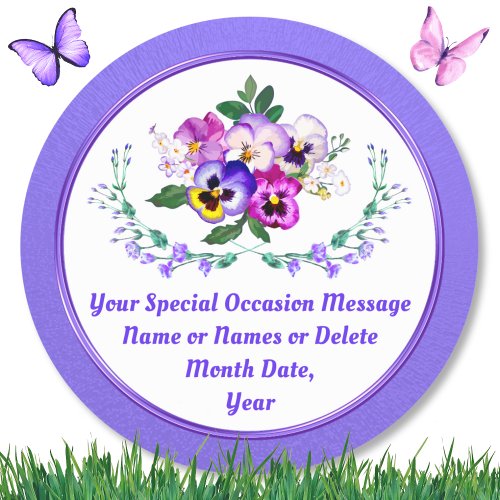 Pansy Stickers for Birthday Anniversary Wedding