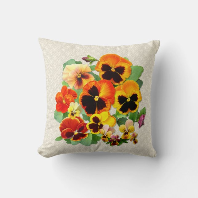 Pansy Sunset Throw Pillow (Front)