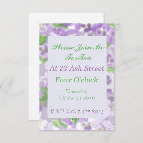 Pansy Tea Invitation