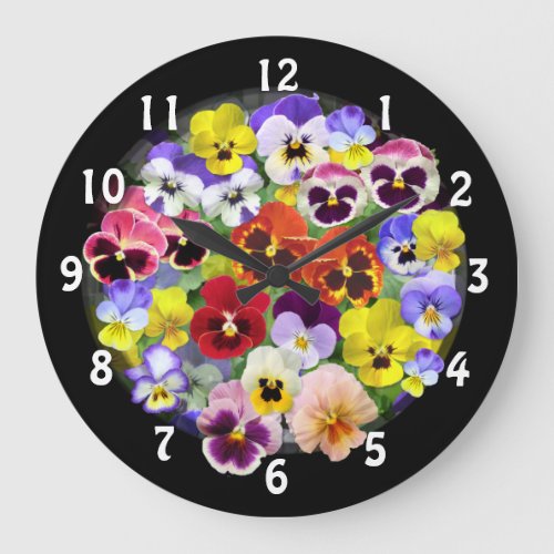 Pansy Time Large Clock