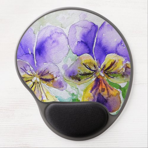 Pansy Viola Flower Floral Watercolor Shabby Purple Gel Mouse Pad
