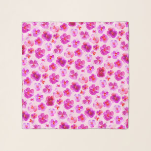 Pansy viola pink watercolor art pattern scarf