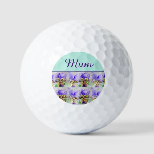 Pansy Viola watercolor Painting Mom Mothers Day Golf Balls