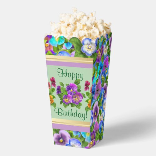 Pansy Violet Flowers Personalized Floral Cottage Favor Boxes