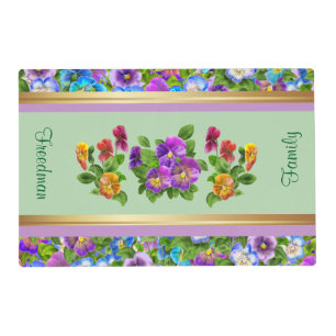 Pansy Violet Flowers Personalized Floral Cottage Placemat