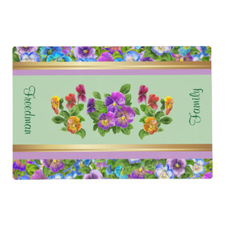 Pansy Violet Flowers Personalized Floral Cottage Placemat