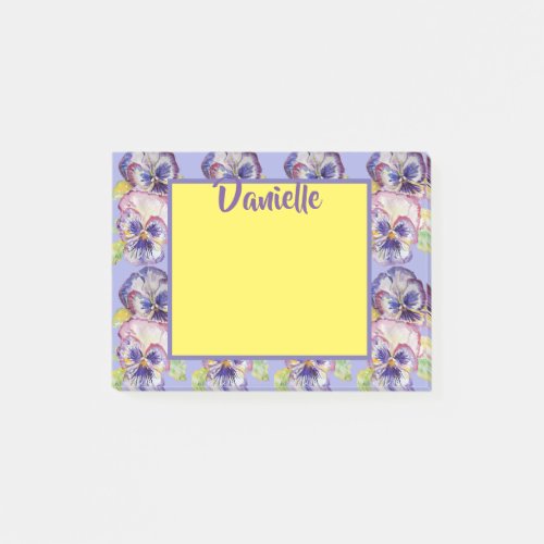 Pansy Watercolor Art Womans Name Post It Notes