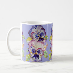 Pansy Watercolor floral Pattern Lilac Purple Mug