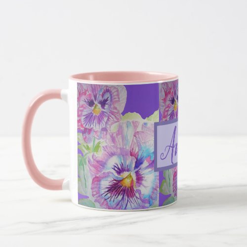 Pansy Watercolor Floral Pretty Purple Flower Mug
