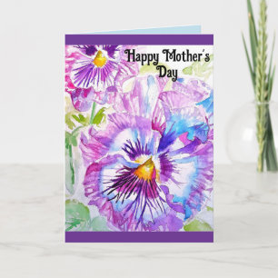 Pansy Watercolor Flower Floral Mothers Day Card