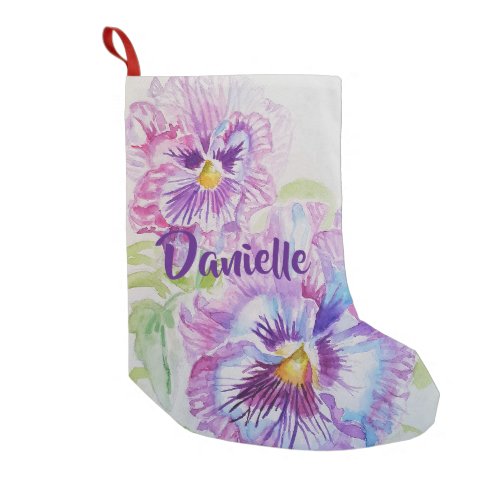 Pansy Watercolor Flowers Floral Name Stocking