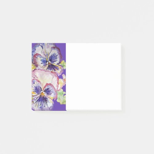 Pansy Watercolor Pattern Purple Post it Notes