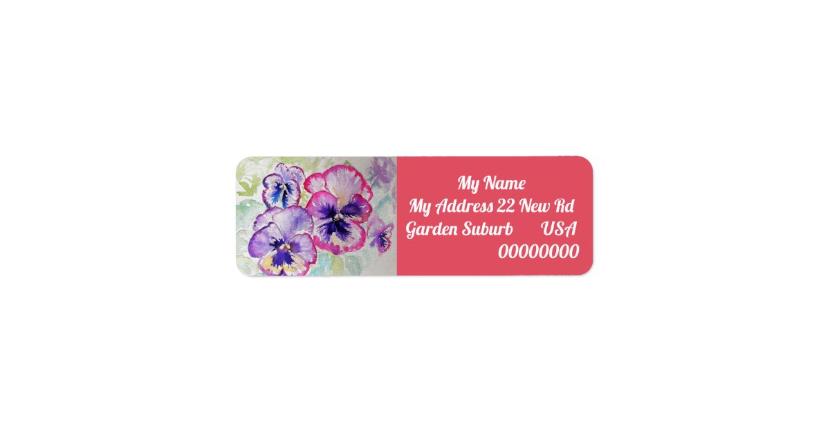 Pansy Watercolour Flower Return Address Labels Zazzle