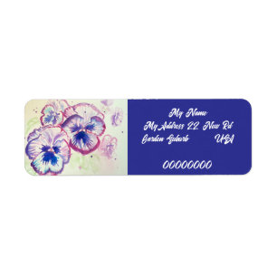 Pansy Watercolour Flower Return Address Labels