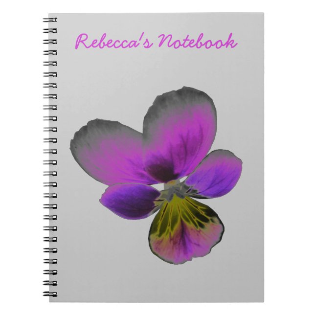 Pansy Wild Dark Purple Customizable Notebook (Front)