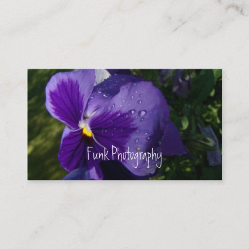 Customizable Pansy with Water Droplets Business Card Template