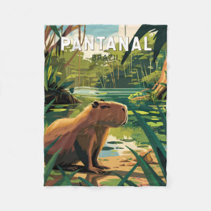 Pantanal Brazil Capybara Travel Art Vintage Fleece Blanket