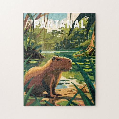 Pantanal Brazil Capybara Travel Art Vintage Jigsaw Puzzle