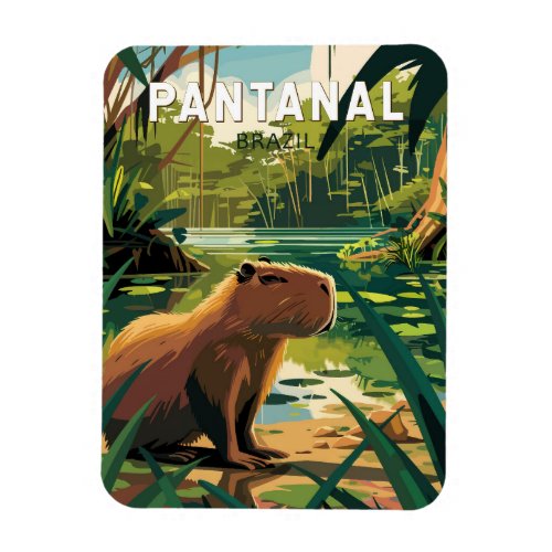 Pantanal Brazil Capybara Travel Art Vintage Magnet