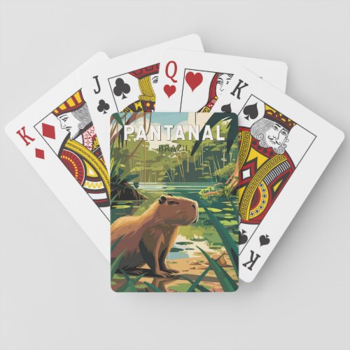 Pantanal Brazil Capybara Travel Art Vintage Poker Cards