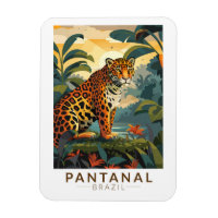 Pantanal Brazil Jaguar Travel Art Vintage