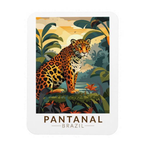 Pantanal Brazil Jaguar Travel Art Vintage Magnet