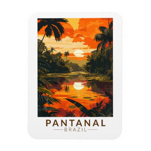Pantanal Brazil Sunset Travel Art Vintage Magnet