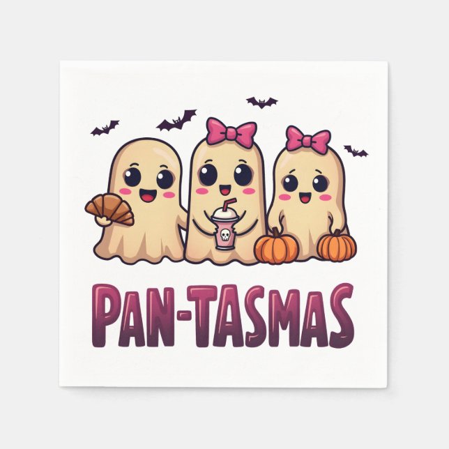 Pantasmas Funny Ghost Groovy Retro Halloween Napkins (Front)
