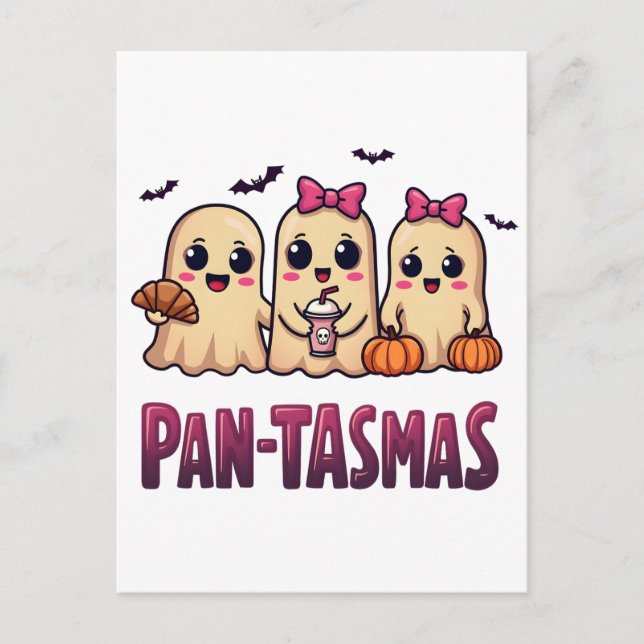 Pantasmas Funny Ghost Groovy Retro Halloween Postcard (Front)