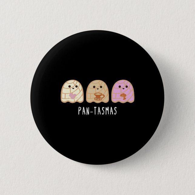 Pantasmas Ghost Funny Spooky Conchas Mexican Ghost Button (Front)