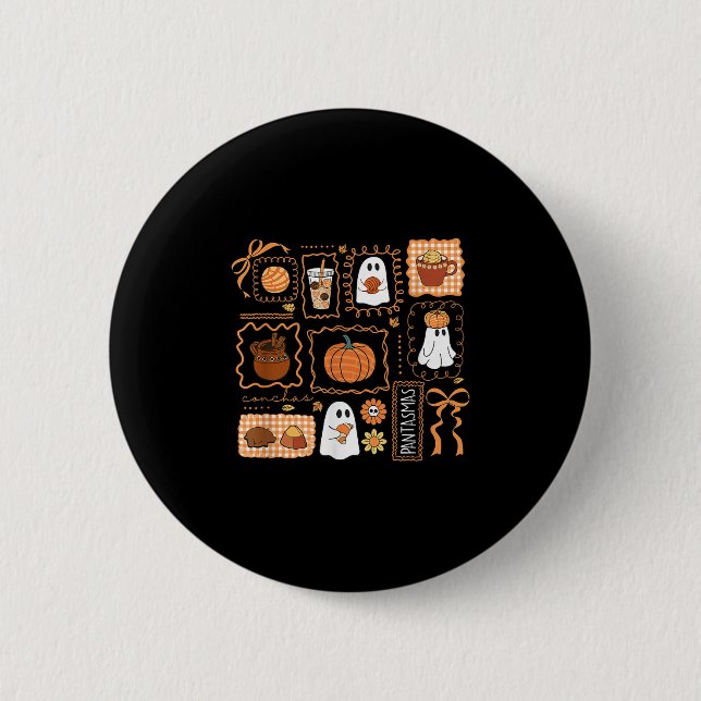 Pantasmas Halloween Ghost Conchas Spanish Mexican  Button (Front)