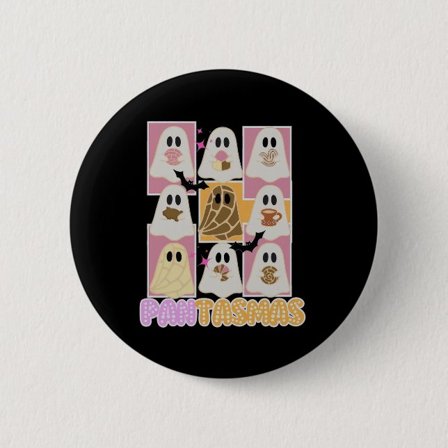 Pantasmas Pan Dulce Ghost Spanish Mexican Hallowee Button (Front)