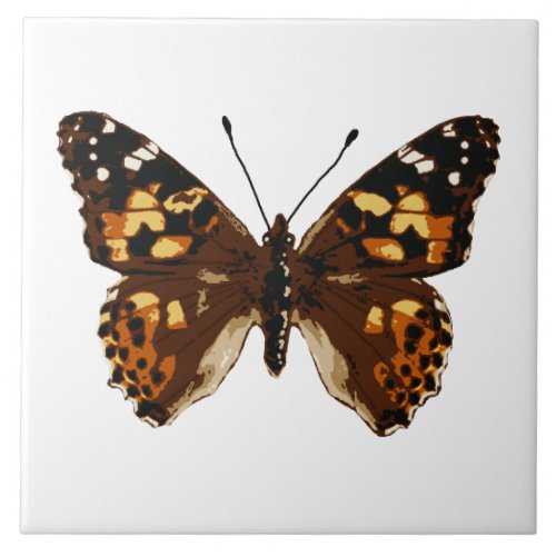 Panted lady butterfly ceramic tile
