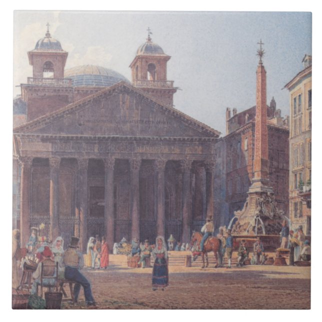 Pantheon and Piazza della Rotonda in Rome, Italy Ceramic Tile (Front)