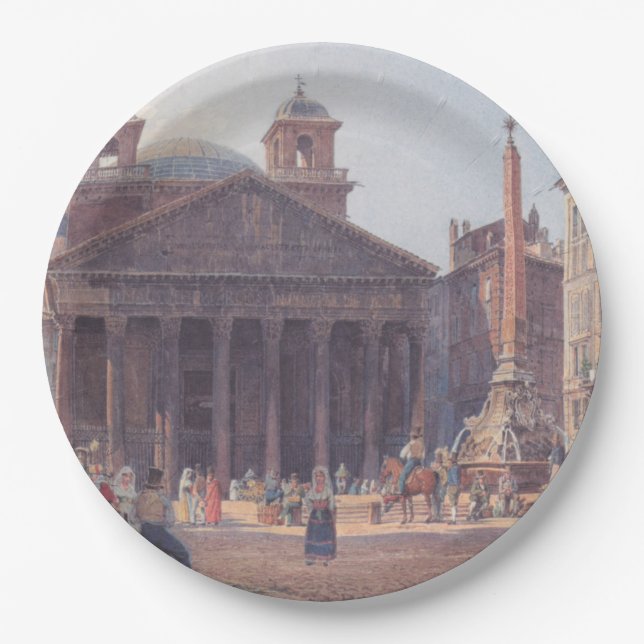 Pantheon and Piazza della Rotonda in Rome, Italy Paper Plates (Front)