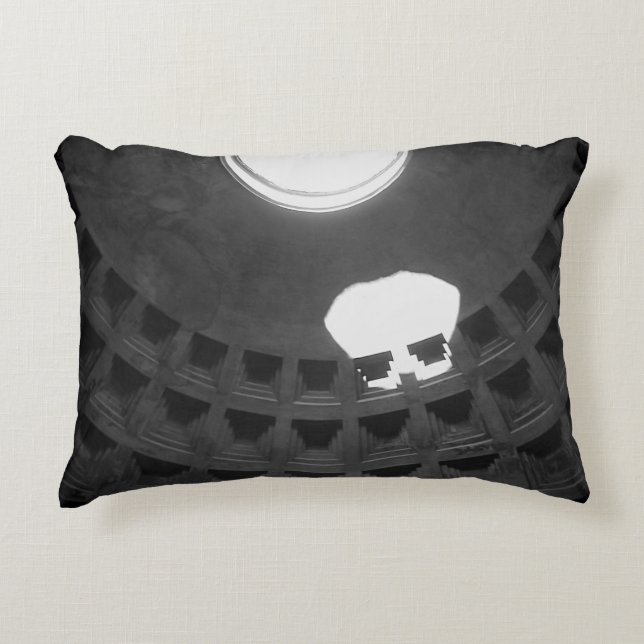 Pantheon Light Skull Rome Italy Black and White Accent Pillow (Front)