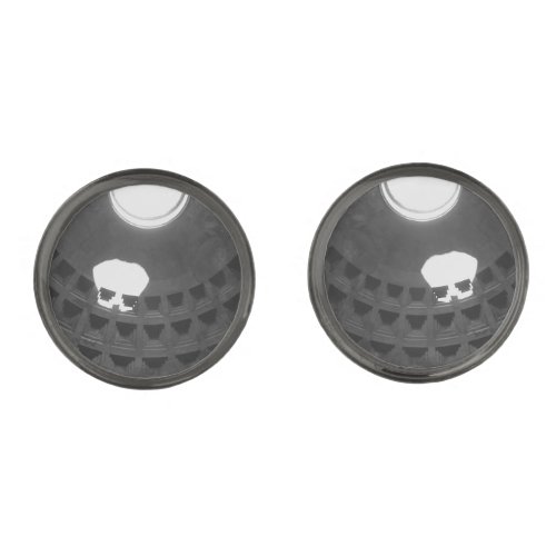 Pantheon Light Skull Rome Italy Black and White Cufflinks