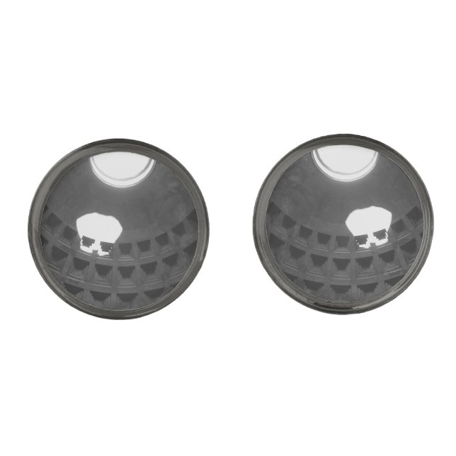 Pantheon Light Skull Rome Italy Black and White Cufflinks (Front)