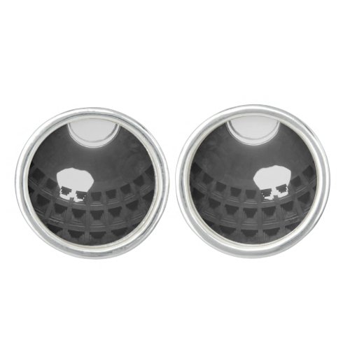 Pantheon Light Skull Rome Italy Black and White Cufflinks