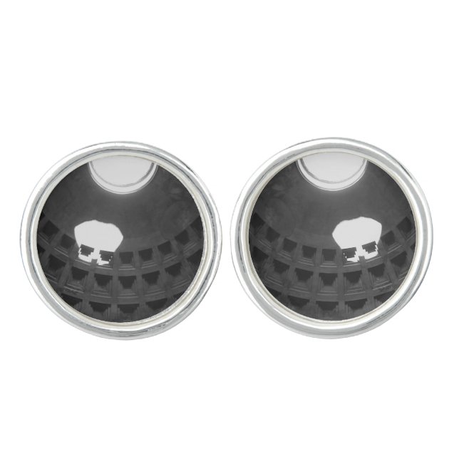 Pantheon Light Skull Rome Italy Black and White Cufflinks (Front)