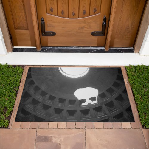 Pantheon Light Skull Rome Italy Black and White Doormat