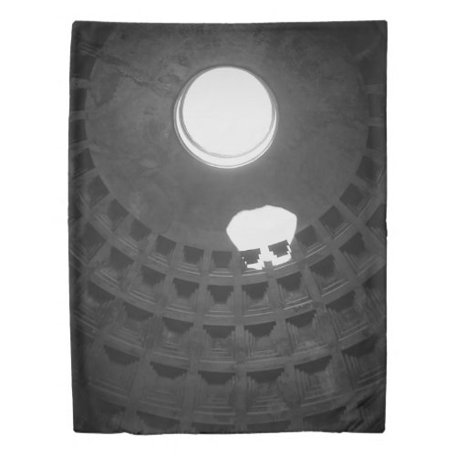 Pantheon Light Skull Rome Italy Black and White Duvet Cover