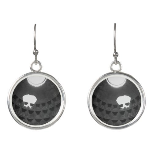 Pantheon Light Skull Rome Italy Black and White Earrings